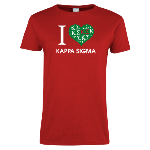 Womens Short Sleeve Red Tee-I Heart Kappa Sigma