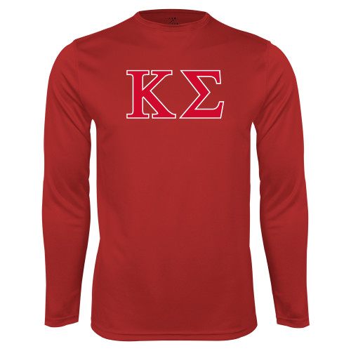 Red Performance Long Sleeve Shirt-Kappa Sigma - Greek Letters - 2 Color