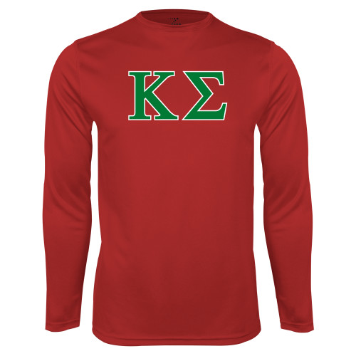 Red Performance Long Sleeve Shirt-Kappa Sigma - Greek Letters - 2 Color