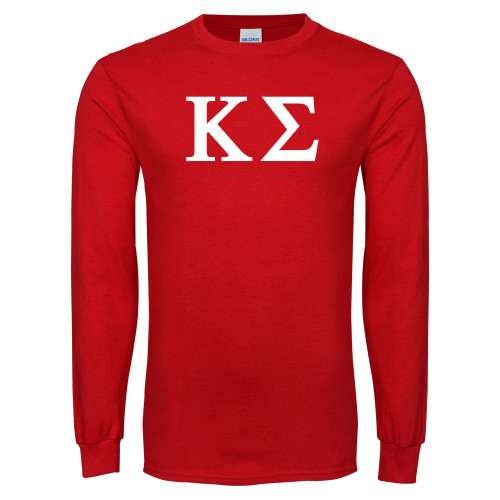 Red Long Sleeve T Shirt-Kappa Sigma - Greek Letters