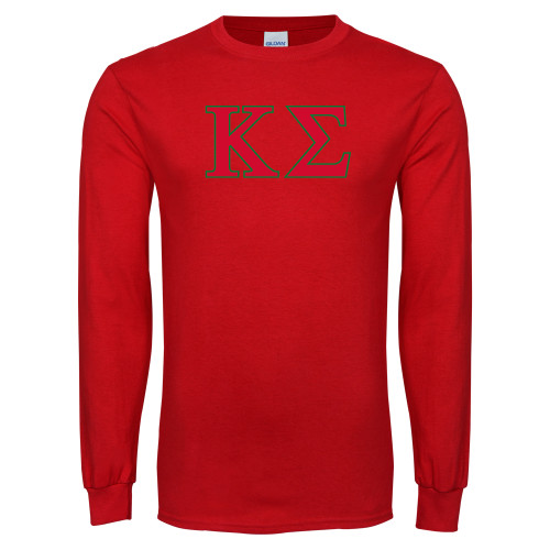 Red Long Sleeve T Shirt-Kappa Sigma - Greek Letters - 2 Color