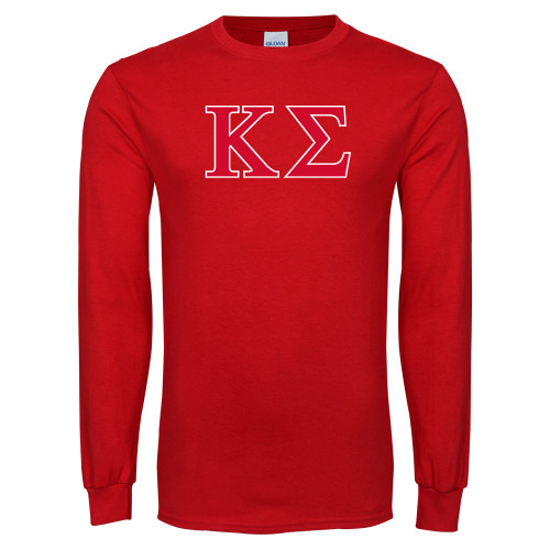 Red Long Sleeve T Shirt-Kappa Sigma - Greek Letters - 2 Color