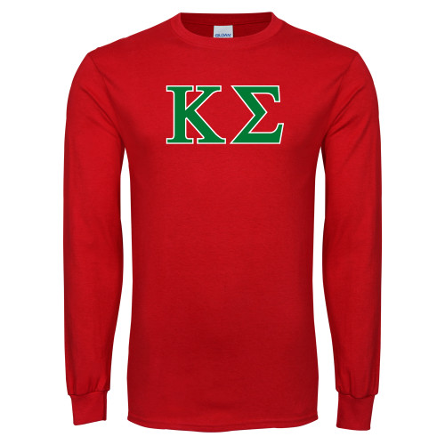 Red Long Sleeve T Shirt-Kappa Sigma - Greek Letters - 2 Color