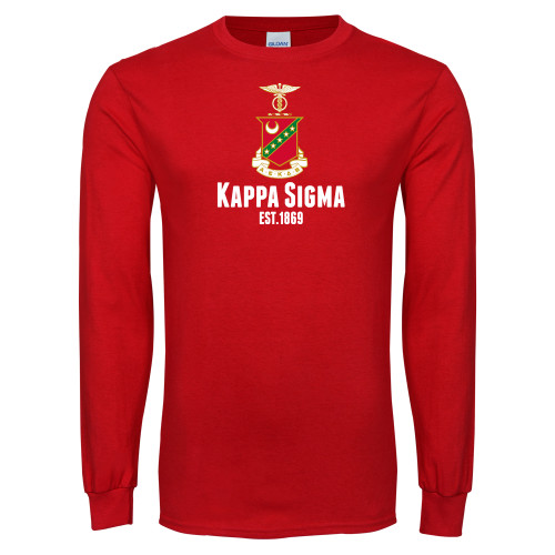 Red Long Sleeve T Shirt-Kappa Sigma Est 1869 Stacked