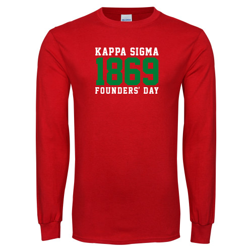 Red Long Sleeve T Shirt-Founders Day - Jersey Type Stacked