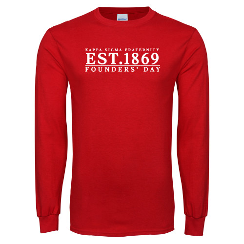 Red Long Sleeve T Shirt-Founders Day - Traditional Type