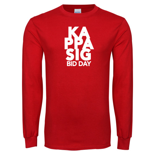 Red Long Sleeve T Shirt-Kappa Sig Bid Day Stacked