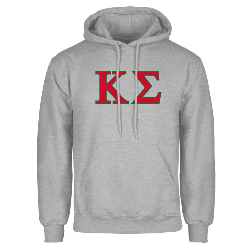 Grey Fleece Hoodie-Kappa Sigma - Greek Letters - 2 Color