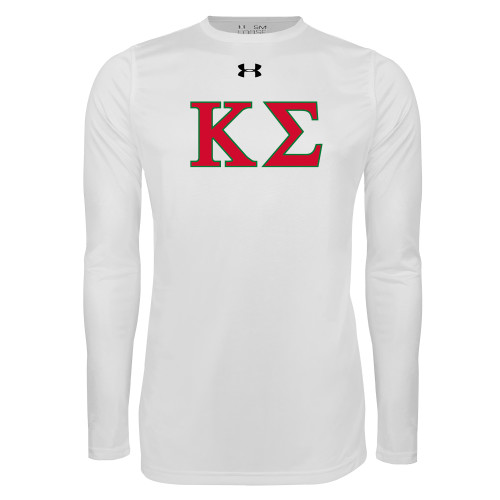Under Armour White Long Sleeve Tech Tee-Kappa Sigma - Greek Letters - 2 Color