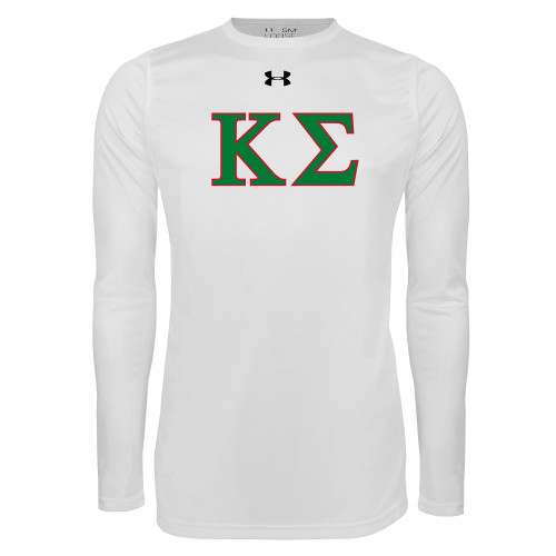 Under Armour White Long Sleeve Tech Tee-Kappa Sigma - Greek Letters - 2 Color