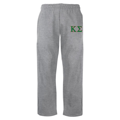 Grey Fleece Open Bottom Pant-Kappa Sigma - Greek Letters - 2 Color