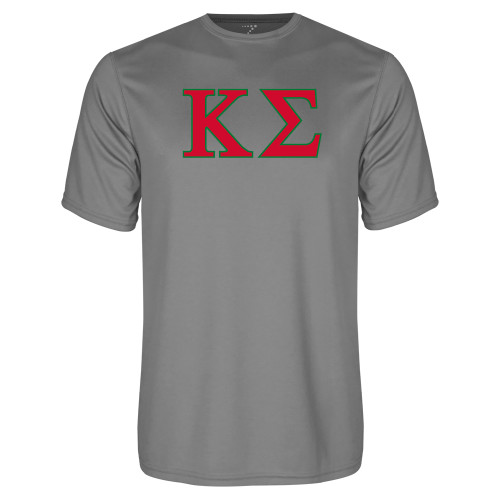 Grey Concrete Performance Tee-Kappa Sigma - Greek Letters - 2 Color