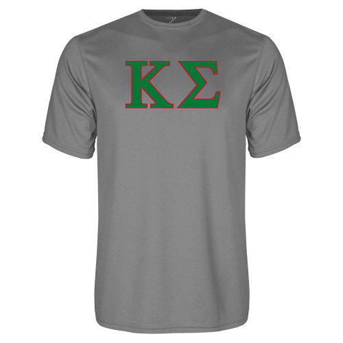 Grey Concrete Performance Tee-Kappa Sigma - Greek Letters - 2 Color