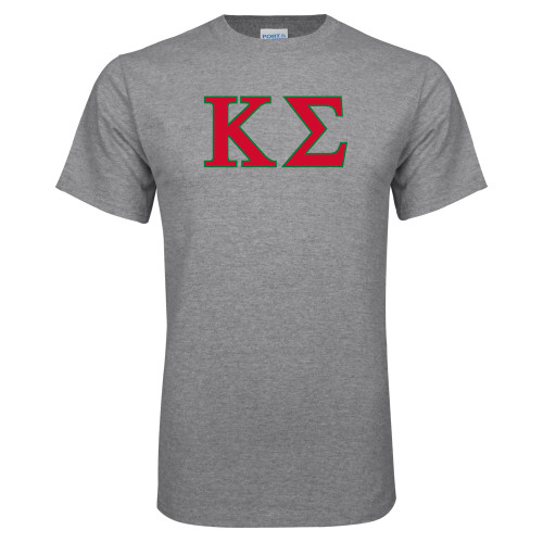 Grey T Shirt-Kappa Sigma - Greek Letters - 2 Color