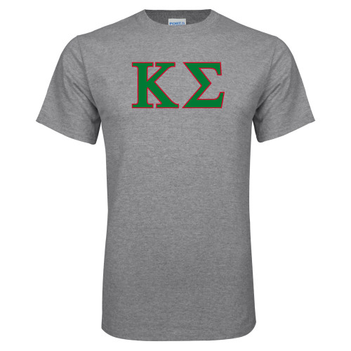 Grey T Shirt-Kappa Sigma - Greek Letters - 2 Color