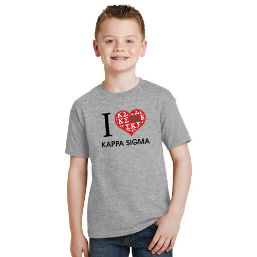Youth Grey T-Shirt-I Heart Kappa Sigma