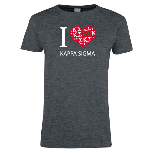 Womens Dark Heather Short Sleeve Tee-I Heart Kappa Sigma