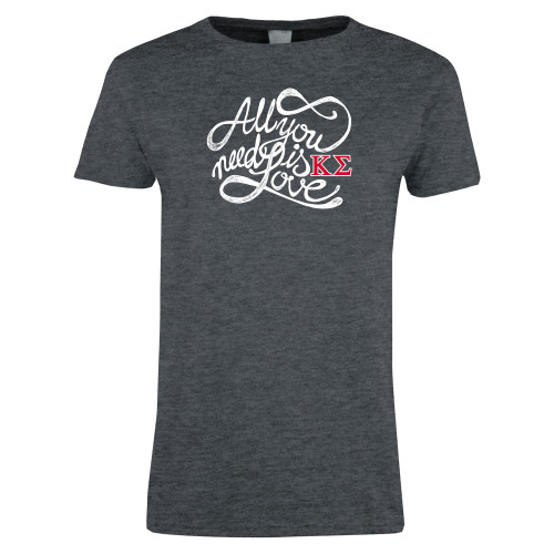 Womens Dark Heather Short Sleeve Tee-All you need is Love