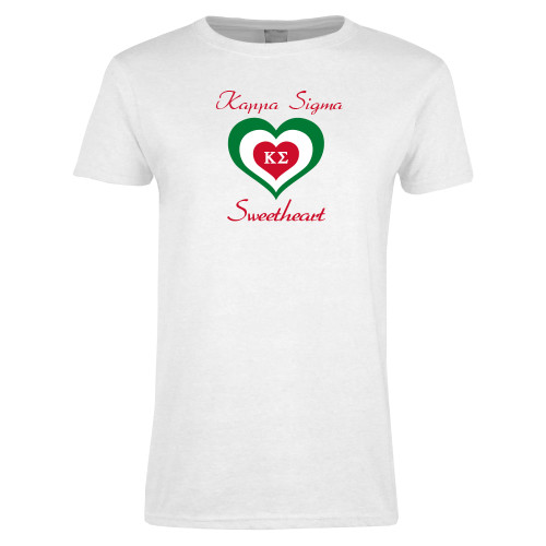 Womens White Short Sleeve Tee-Kappa Sigma Sweetheart