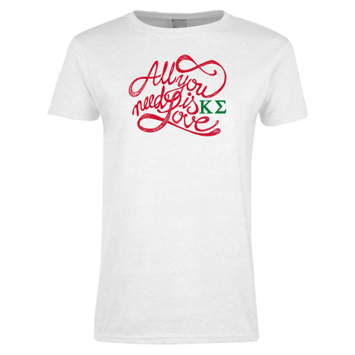 Womens White Short Sleeve Tee-All you need is Love