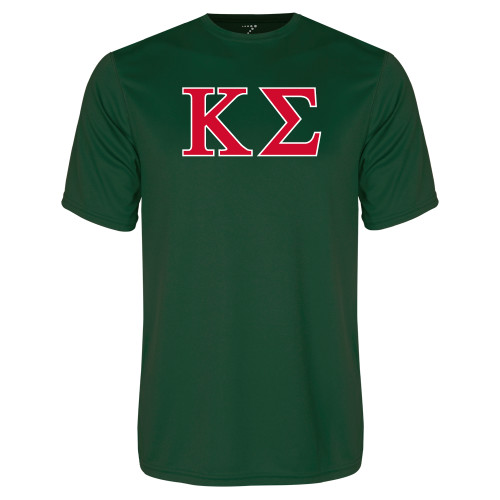 Dark Green Performance Tee-Kappa Sigma - Greek Letters - 2 Color