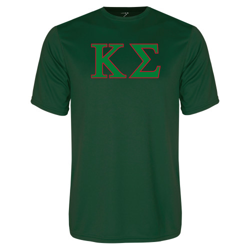 Dark Green Performance Tee-Kappa Sigma - Greek Letters - 2 Color