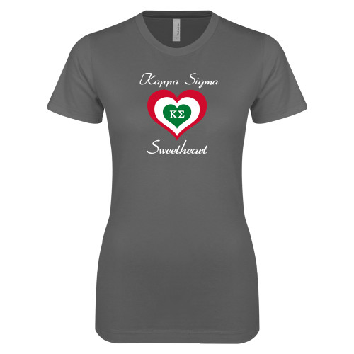 Next Level Womens Charcoal Boyfriend Tee-Kappa Sigma Sweetheart