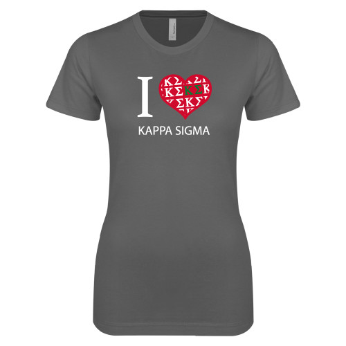 Next Level Womens Charcoal Boyfriend Tee-I Heart Kappa Sigma
