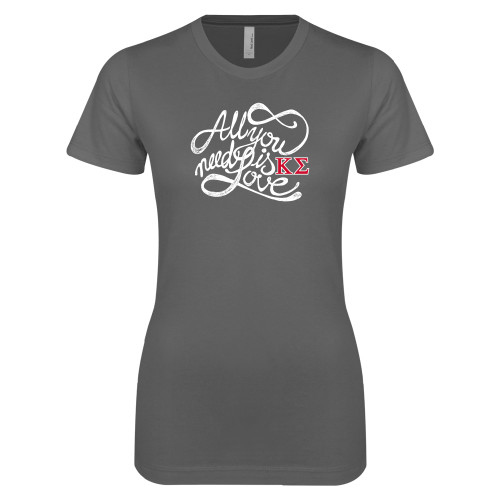 Next Level Womens Charcoal Boyfriend Tee-All you need is Love