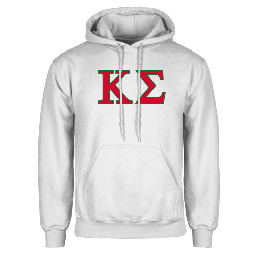 White Fleece Hoodie-Kappa Sigma - Greek Letters - 2 Color