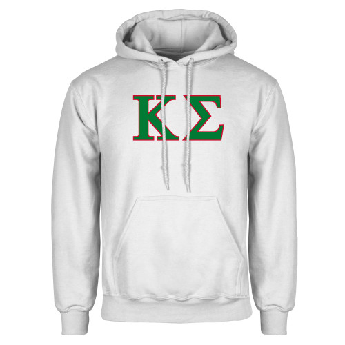 White Fleece Hoodie-Kappa Sigma - Greek Letters - 2 Color