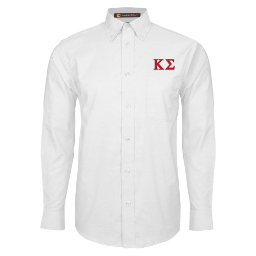 White Oxford Long Sleeve Shirt-Kappa Sigma - Greek Letters - 2 Color