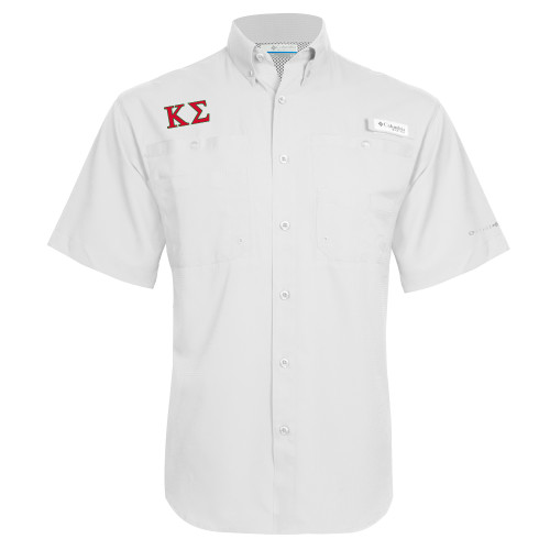 Columbia White Tamiami Performance Short Sleeve Shirt-Kappa Sigma - Greek Letters - 2 Color