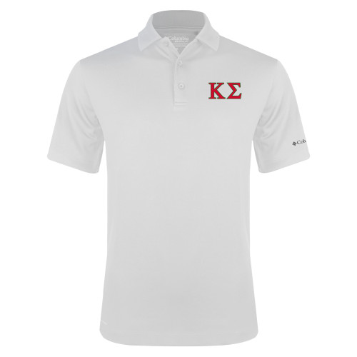 Columbia White Omni Wick Drive Polo-Kappa Sigma - Greek Letters - 2 Color