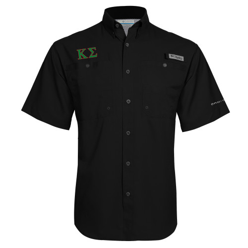 Columbia Black Tamiami Performance Short Sleeve Shirt-Kappa Sigma - Greek Letters - 2 Color