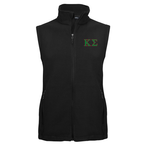 Black Fleece Full Zip Vest-Kappa Sigma - Greek Letters - 2 Color