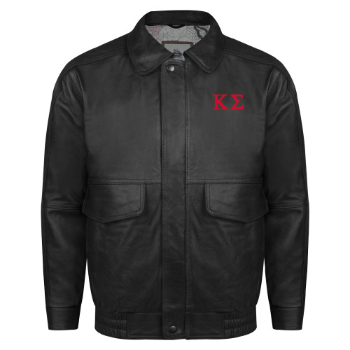 Black Buffed Bomber Jacket-Kappa Sigma - Greek Letters