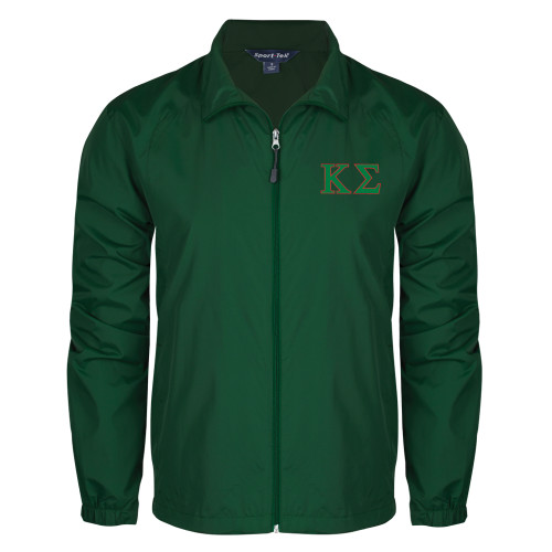 Dark Green Full Zip Wind Jacket-Kappa Sigma - Greek Letters - 2 Color