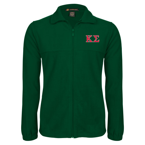 Dark Green Fleece Full Zip Jacket-Kappa Sigma - Greek Letters - 2 Color