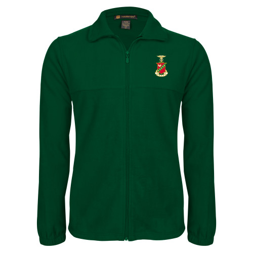 Dark Green Fleece Full Zip Jacket-Crest