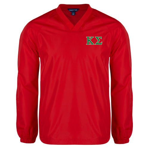 Red V Neck Raglan Windshirt-Kappa Sigma - Greek Letters - 2 Color