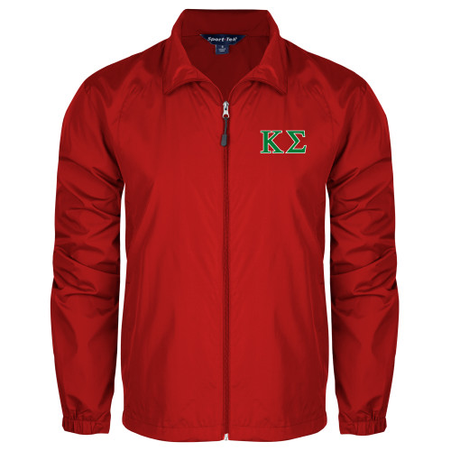 Red Full Zip Wind Jacket-Kappa Sigma - Greek Letters - 2 Color