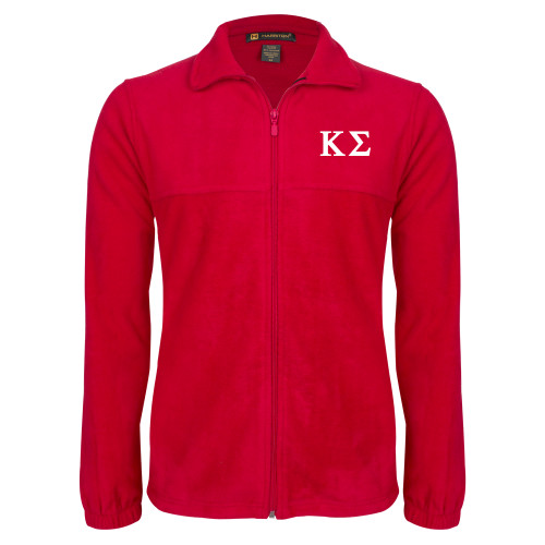 Red Fleece Full Zip Jacket-Kappa Sigma - Greek Letters