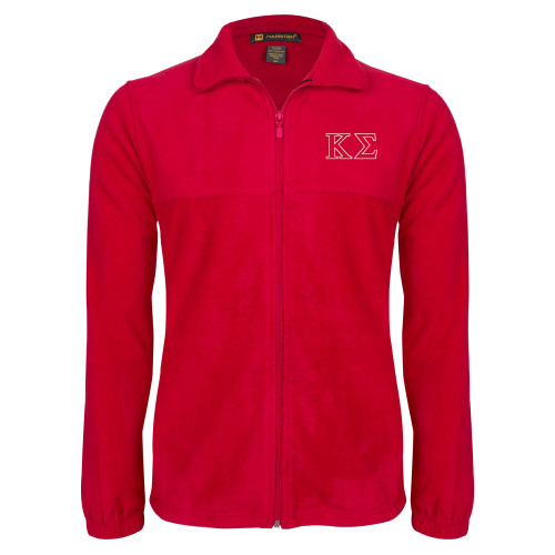 Red Fleece Full Zip Jacket-Kappa Sigma - Greek Letters - 2 Color