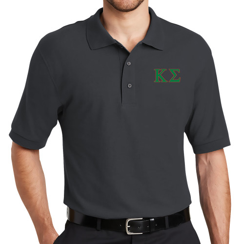 Charcoal Silk Touch Polo-Kappa Sigma - Greek Letters - 2 Color