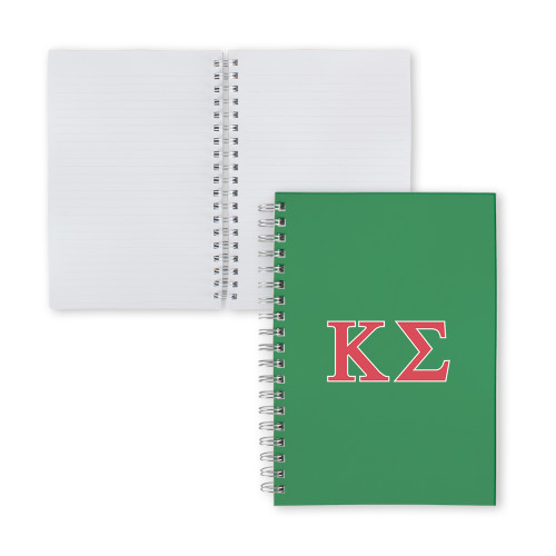 Clear 7 x 10 Spiral Journal Notebook-Kappa Sigma - Greek Letters - 2 Color
