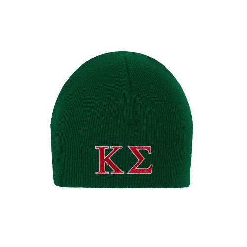 Dark Green Knit Beanie-Kappa Sigma - Greek Letters - 2 Color