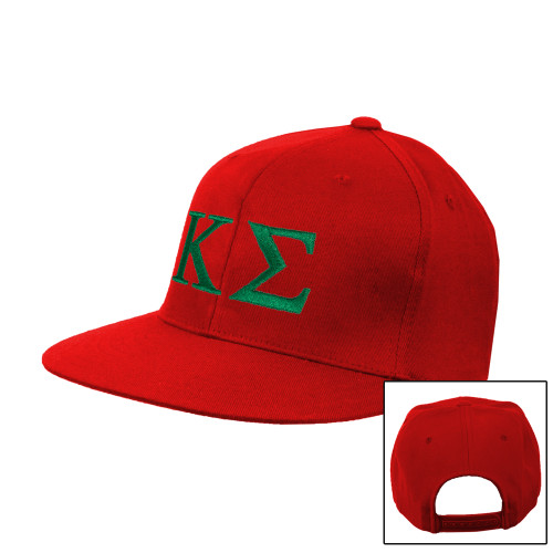 Red Flat Bill Snapback Hat-Kappa Sigma - Greek Letters