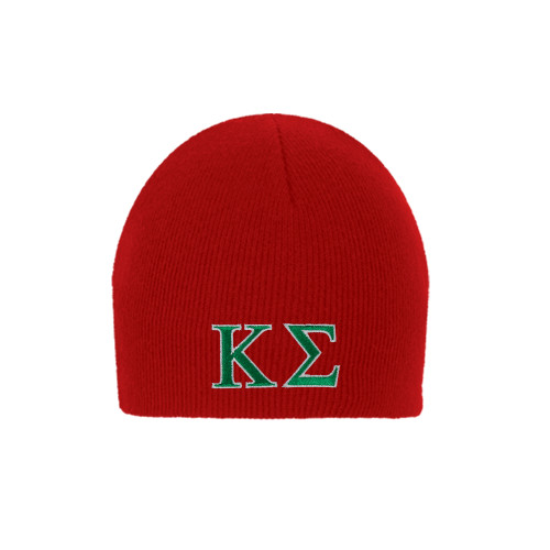 Red Knit Beanie-Kappa Sigma - Greek Letters - 2 Color