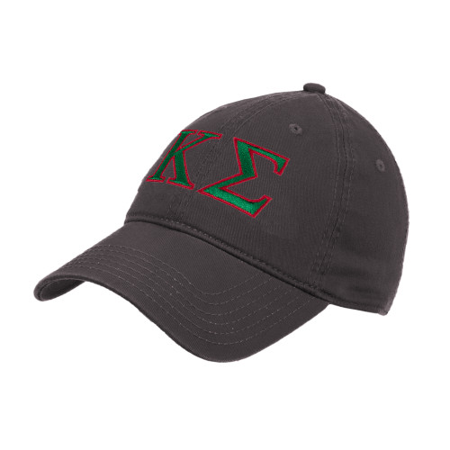 Charcoal Unstructured Adjustable Low Profile Hat-Kappa Sigma - Greek Letters - 2 Color